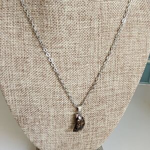 Crescent Moon Polished Rhodonite Gemstone 18" Stainless Steel Necklace 🌒